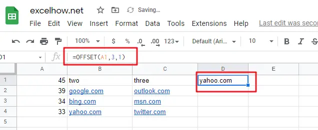 google sheets offset function1