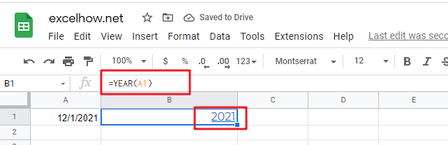 google sheets year function1