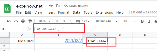 google sheets yearfrac function1