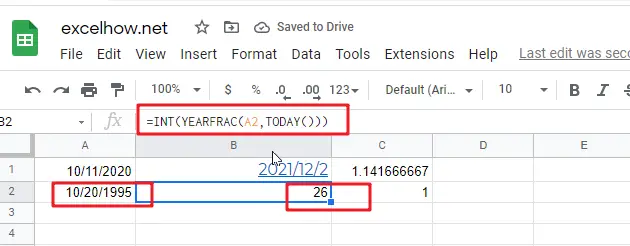 google sheets yearfrac function1