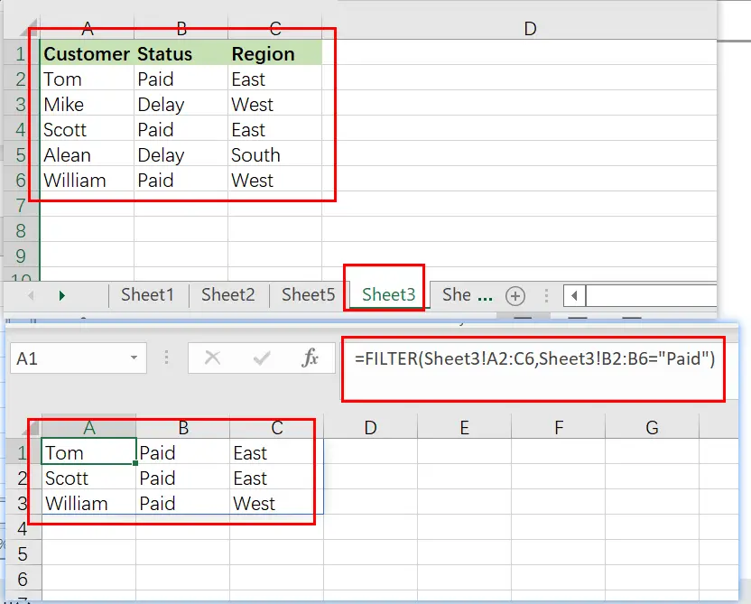 excel filter function