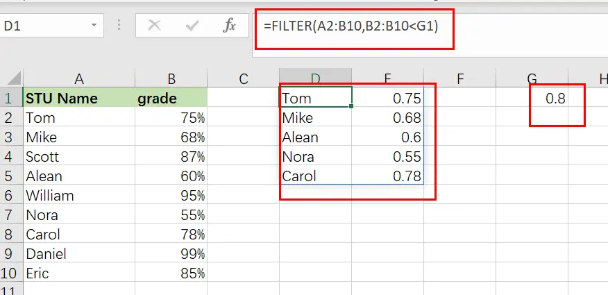 excel filter function