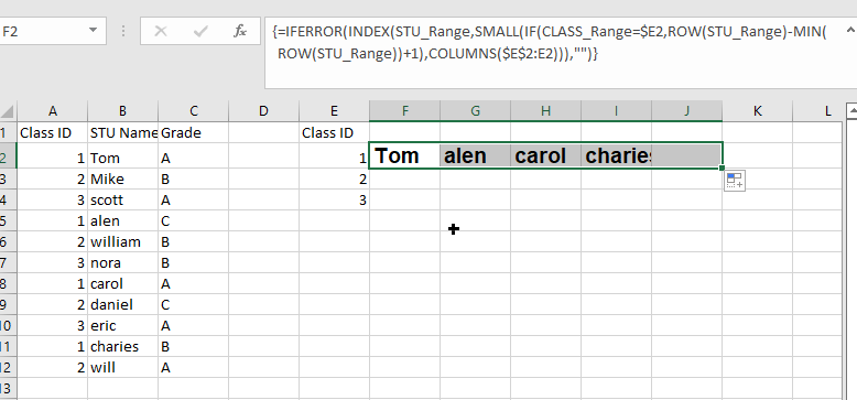 excel multiple matches into separate column1