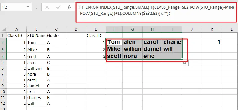 excel multiple matches into separate column1