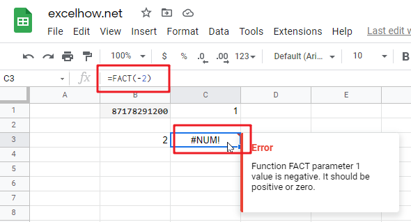 google sheets FACT function1