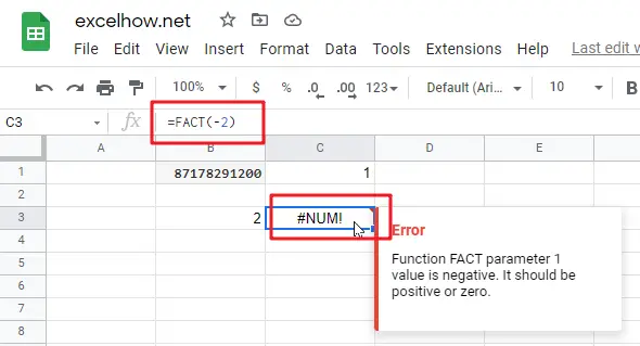 google sheets FACT function1