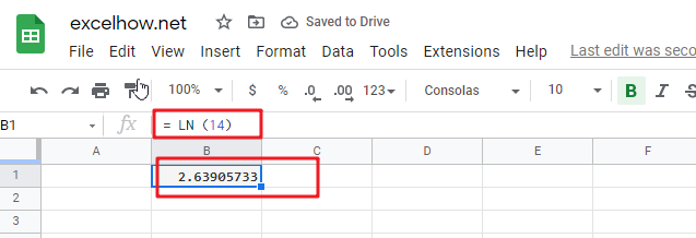 google sheets LN function1