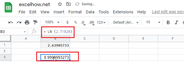 google sheets LN function1