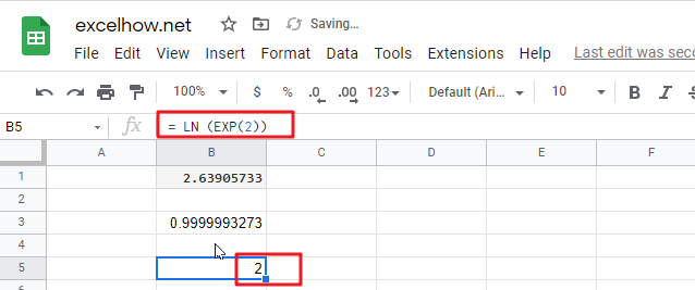 google sheets LN function1