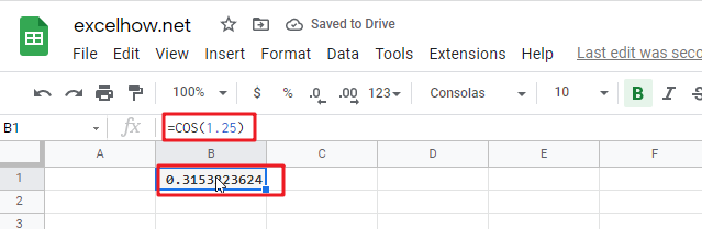 google sheets cos function1