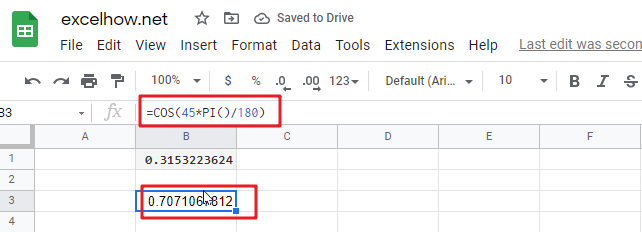 google sheets cos function1