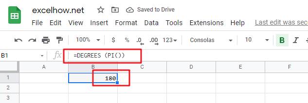 google sheets degrees function1