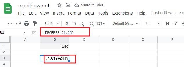 google sheets degrees function1