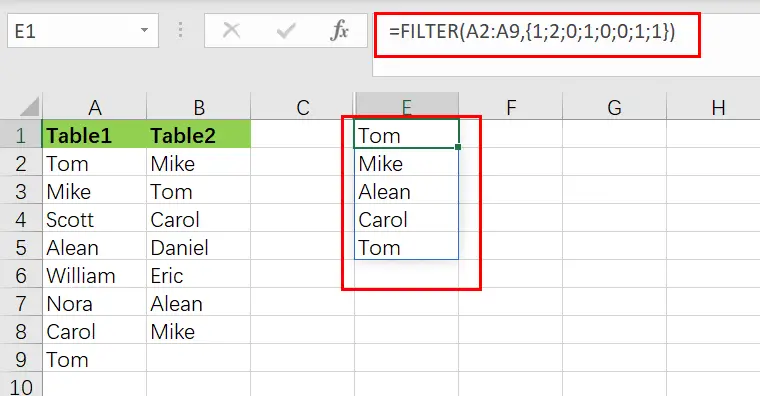 extract common values from two lists1