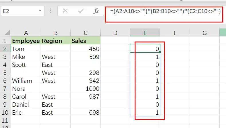extract data by excluding blank value1