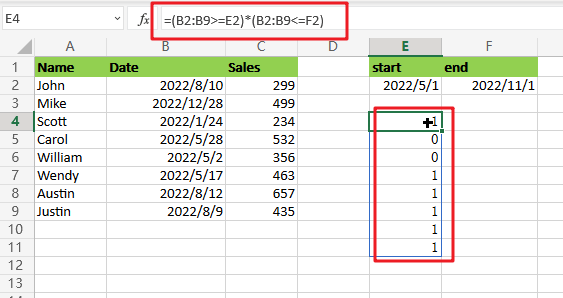 filter data between dates1