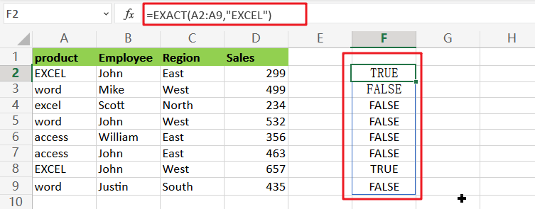 filter data with Exact match1