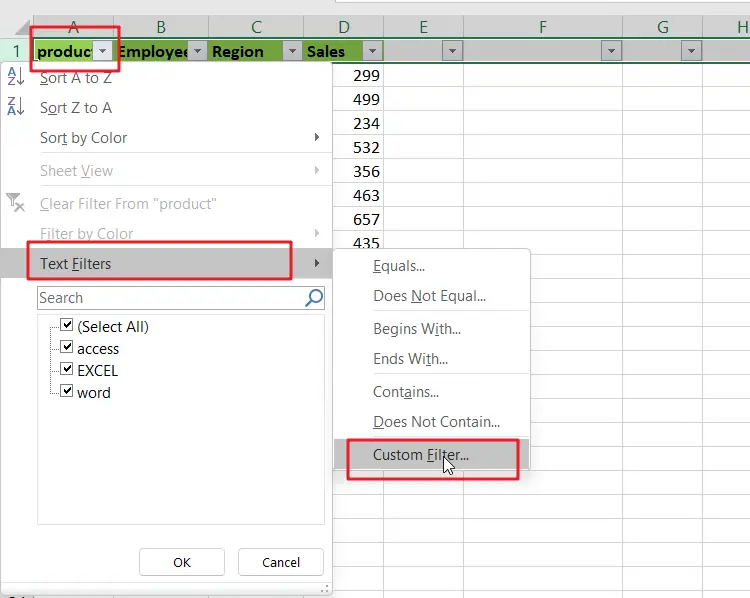 filter data with Exact match1