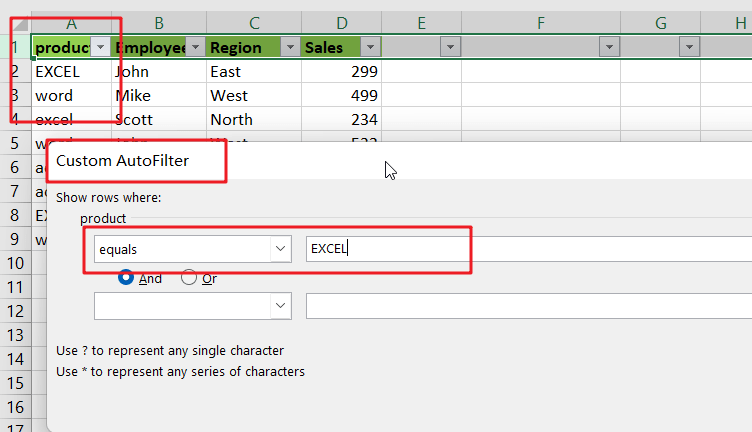 filter data with Exact match1