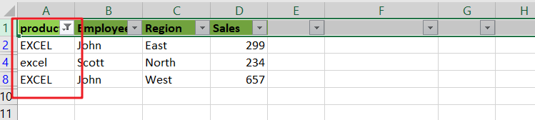 filter data with Exact match1