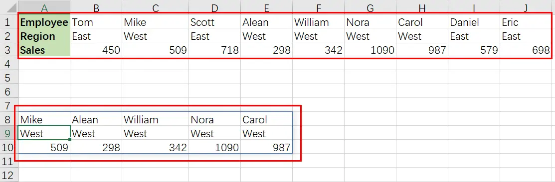 filter horizontal data1