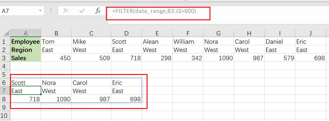 filter horizontal data1