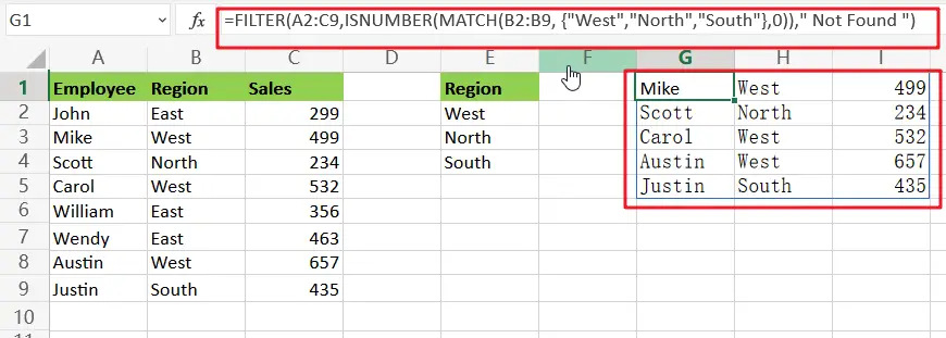 filter multiple value1