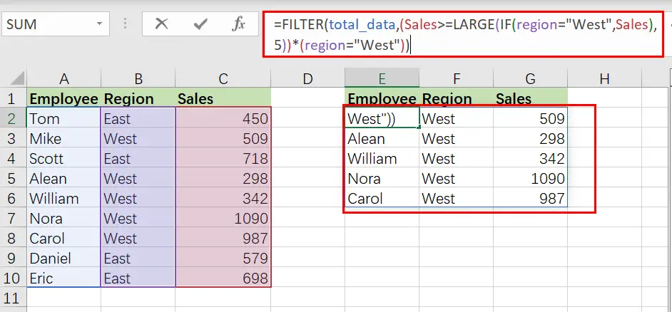 filter on top n values with criteria1