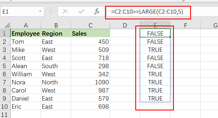 filter on top n values