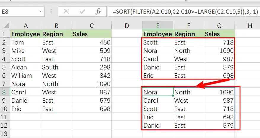 filter on top n values