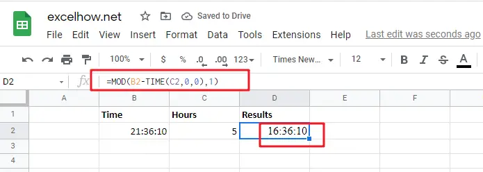 Add hours to time in google sheets1