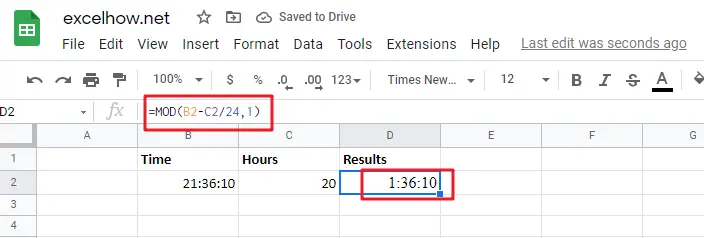 Add hours to time in google sheets1