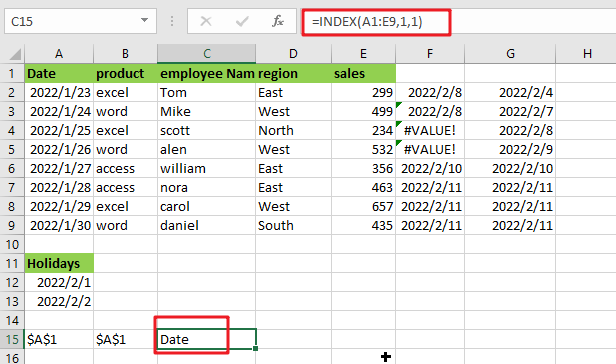 Address of first cell in range1