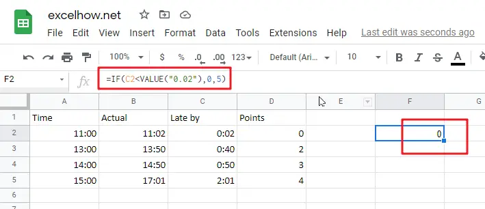 assign points based on late time in google sheets1