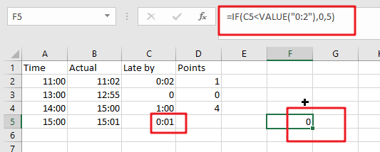 assign points based on late time1