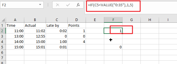 assign points based on late time1