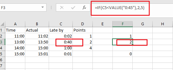 assign points based on late time1