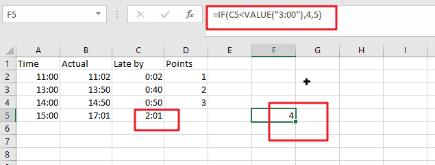 assign points based on late time1