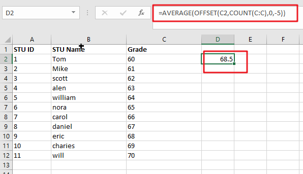 average last n values1