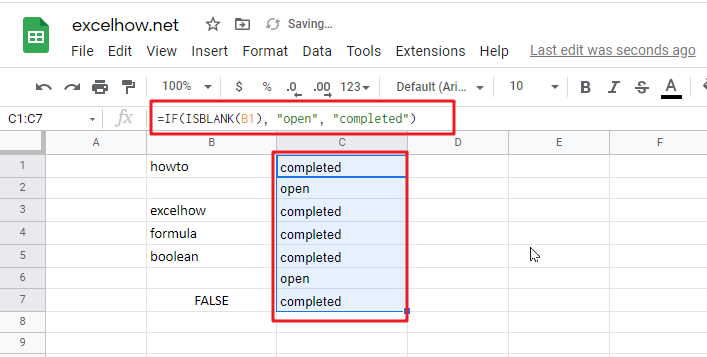 check if a range of cells is blank or empty in google sheets1