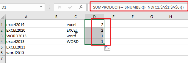 count cell that contain case sensitive1