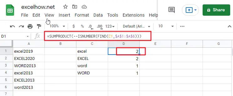 counting the cells that are case sensitive in google sheets1