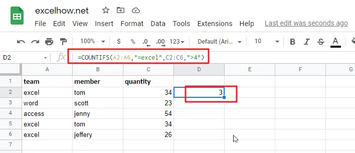 google sheets COUNTIFS function1