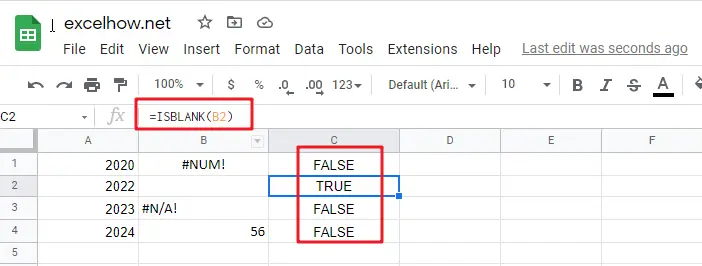 google sheets ISBLANK function1