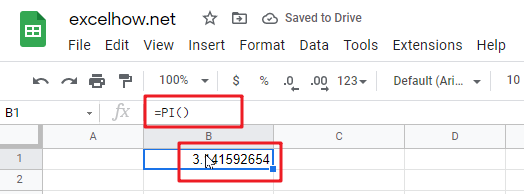 google sheets PI function1