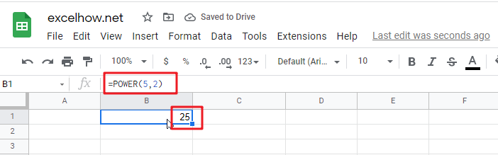 google sheets POWER function1