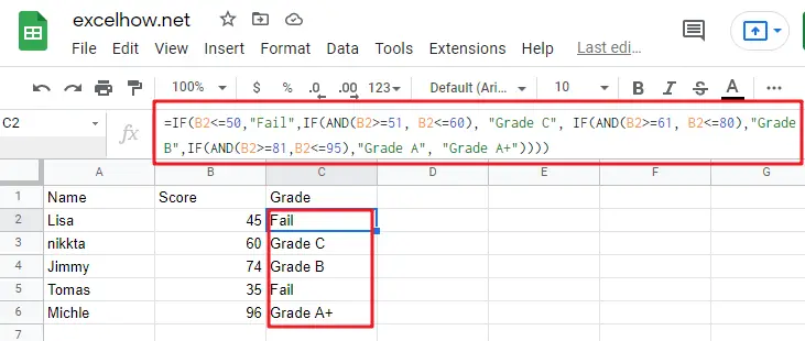 google sheets nested if function1