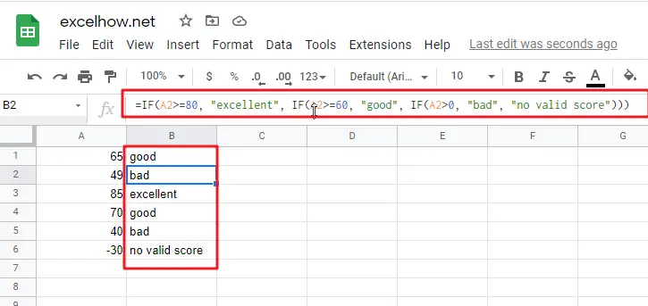 google sheets nested if function1