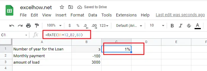 google sheets rate function1