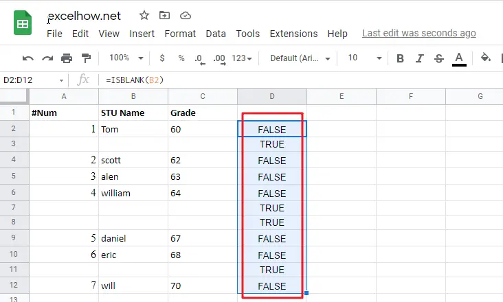 Add Row Numbers And Skip Blanks in google sheets1